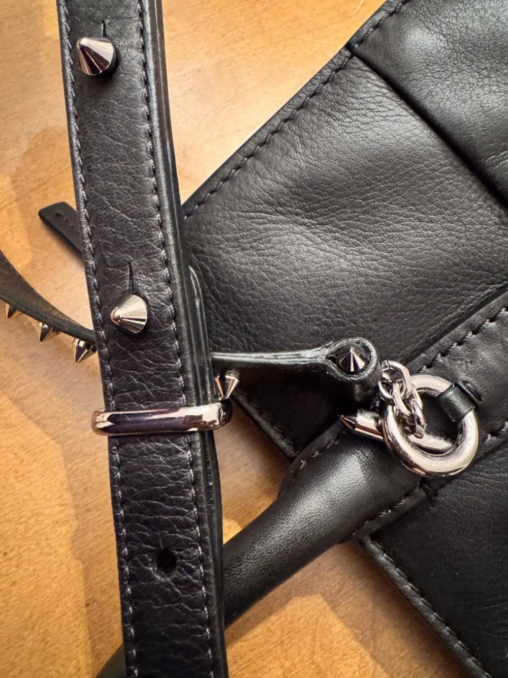 PRICE DROP TODAY 090926 Barbara Bui Black Leather & Python Trim Studded Tote
